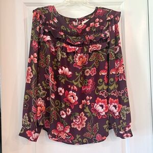 Loft Floral Ruffle Blouse longsleeve - Multicolor